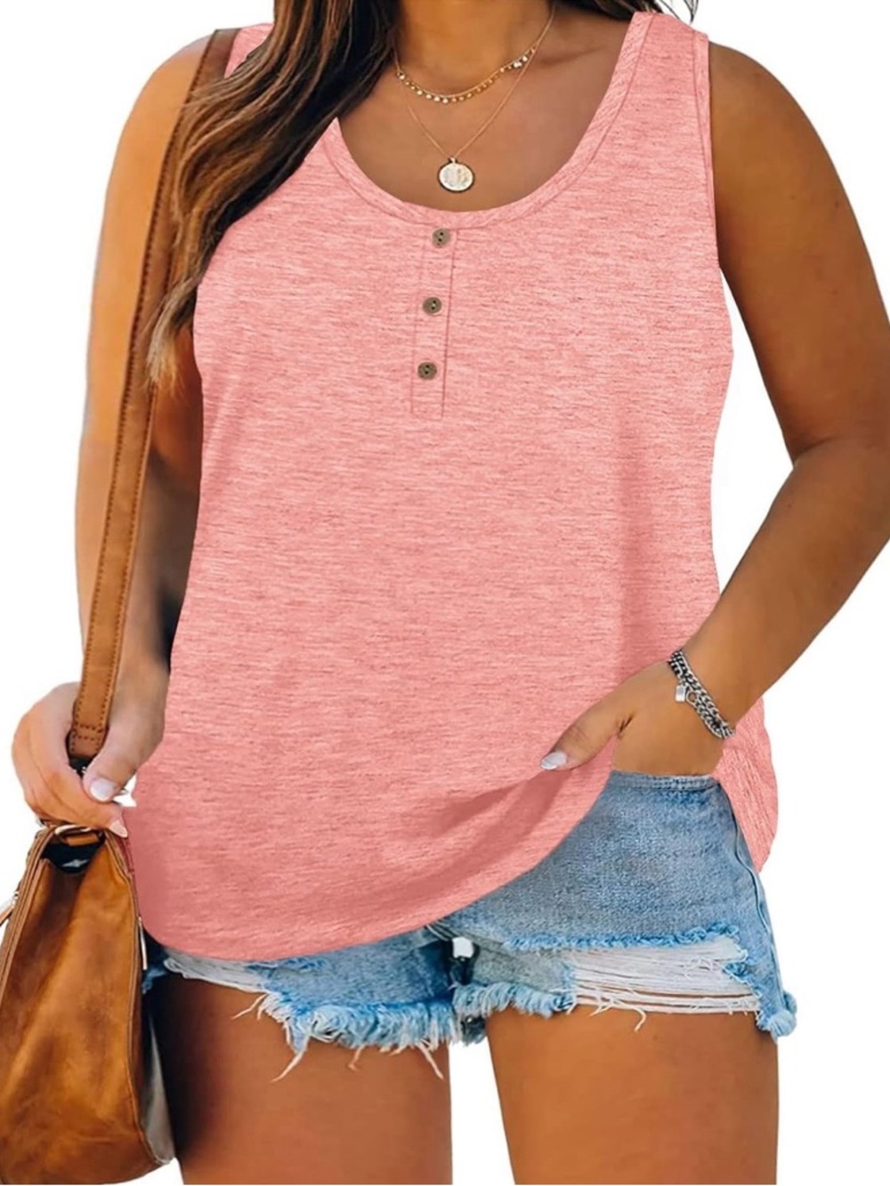 Women’s Scoop Neck Sleeveless Button Front Tank Top